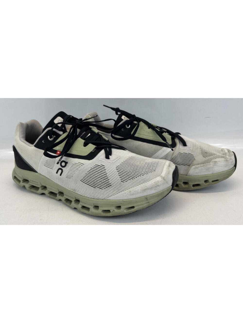 On Cloudstratus 39.99212 SZ 13 Men's White Black Green Outdoor Running Shoes